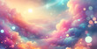 Lila Einhorn-Hintergrund. Pastellfarbener Aquarellhimmel mit Glitzersternen und Bokeh. Fantasy-Galaxie mit holografischer Textur. Magischer Marmorraum.
