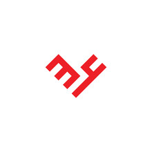 Letter 34 Square, Heart Geometric Symbol Simple Logo Vector