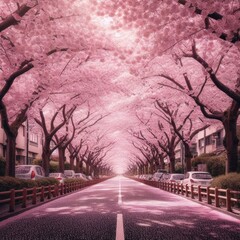 Wall Mural - Sakura Cherry Blossom Tunnel 2