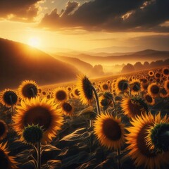 Wall Mural - Sunflower Field Summer Landscape 2