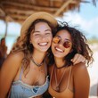 © LifeMedia - Best friends with sunny smiles enjoy a tropical beach vacation together