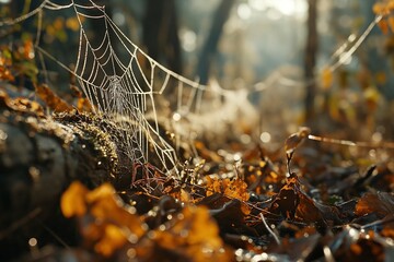 spider web with dew drops