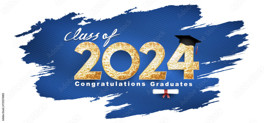 Class of 2024 Vector text for graduation gold design, congratulation ...