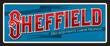 Sheffield city in UK, South Yorkshire town. Vector travel plate or sticker, vintage tin sign, retro vacation postcard or journey signboard, luggage tag. Souvenir card with motto and ribbons