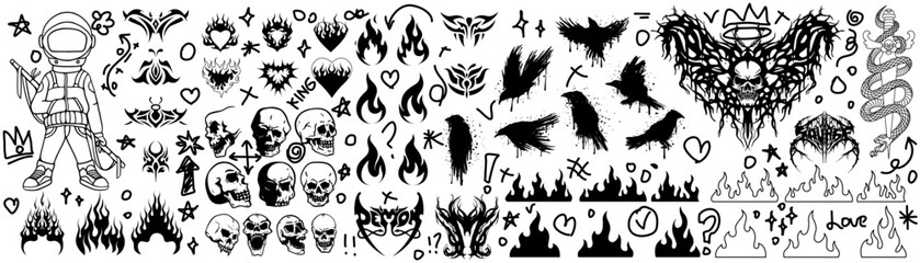 Black Tattoo art design collection set vector illustration