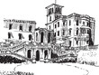 © Vy - English royal house sketches. Osborne House. English architecture vector drawing. Isolated illustration.