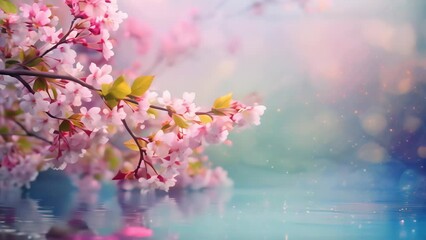 Wall Mural - abstract nature background with spring blooming flowers. spring blossoms landscape