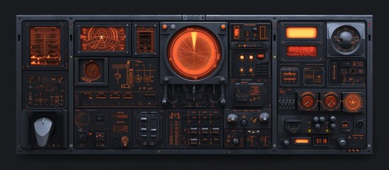 Wall Mural - computer screen with a variety of interactive and functional buttons for digital technology and inte