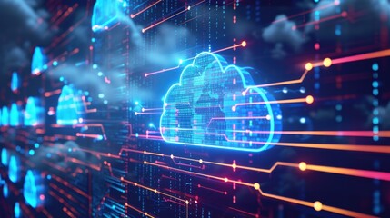 visuals depicting businesses leveraging cloud computing for various services and operations