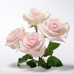 Details of pink rose on a white background