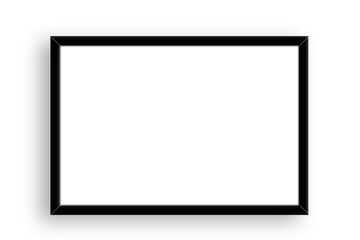 Close up view various size horizontal photo frame isolated on plain background.