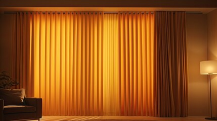 Wall Mural - Remote controlled motorized curtains with sunlight sensors, solid color background