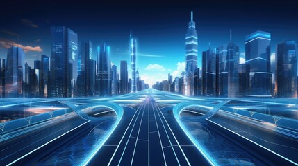 Wall Mural - Smart road infrastructure monitoring, solid color background