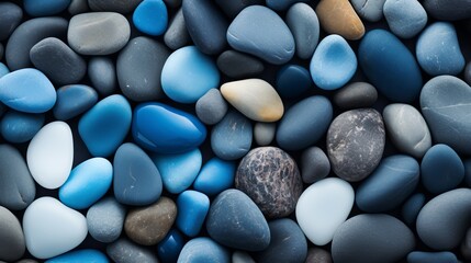 Wall Mural - Abstract nature pebbles background. Blue pebbles texture. Stone background.  Blue vintage color. Sea pebble beach. Beautiful nature. Turquoise color