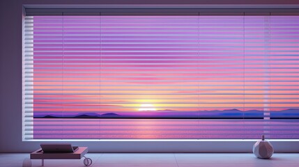 Wall Mural - Voice controlled robotic window blinds with voice privacy modes, solid color background