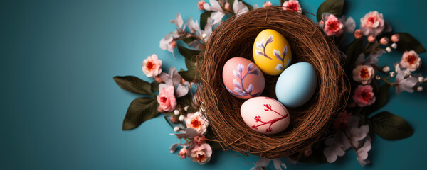 Poster - Easter Eggs in a decorated basket