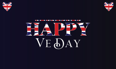 Happy Ve Day Text With Flag And Blue Radient Background Design