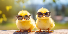  Little Yellow Chicks Wearing Sunglasses 