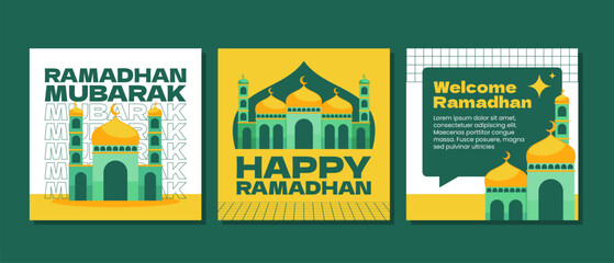 Flat design ramadan celebration social media posts template