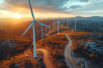 wind turbine at sunset