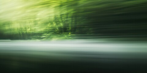 Wall Mural - Blurred abstract motion background depth, lush green tones.