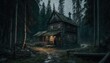 abandoned house in the dense forest. Generative AI