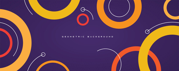 Canvas Print - Abstract purple geometric background with orange circle shape decoration