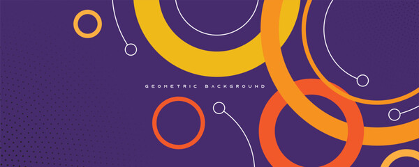 Sticker - Abstract purple geometric background with orange circle shape decoration