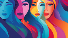 Group Of Illustration Woman Day Banner Background