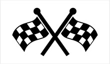 Two Crossed Racing Flags. Championship, Isolated Flags. Checkered And Crosse Vector Stock Illustration EPS 10