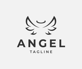 Wall Mural - Abstract luxury linear trendy Angel logo design template	
