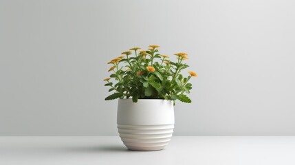 Wall Mural - vase with flowers on white background