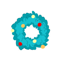 Poster - banner christmas wreath cartoon vector illustration