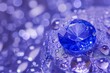 shimmering sapphire in water droplets