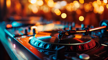 dj turntable party bokeh background	