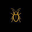A logo illustration of a crawling beetle on a black background. Created with generative AI.
