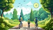 Father and Son Cycling Adventure: Exploring Bike Trails in Lush Spring Greenery - Outdoor Family Fun