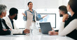 © peopleimages.com - Presentation, training and meeting with business black woman for research, leader or project management. Idea, strategy and data analysis with group of people in office for brainstorming and chart