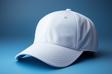 Wall Mural - White baseball hat mockup illustration on studio background