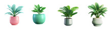 A 3d Render Cartoon Style Plant With Beautiful Pot On Transparent Png Background