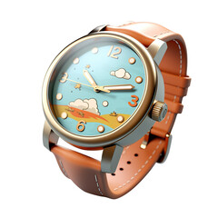 Canvas Print - A 3d render cartoon style writst watch on transparent png background