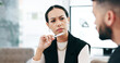 © peopleimages.com - Talking, meeting and man with hr at work for a business conversation or listening to a complaint. Concern, serious and a female human resources worker speaking to an employee about an office problem
