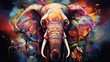 vibrant elephant art: colorful painting with creative abstract elements background - perfect for wall art, prints, and design projects