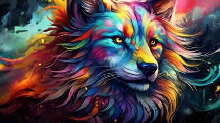  Vibrant fantasy animal illustration: captivating colorful painting with abstract elements - perfect for creative projects and inspiration