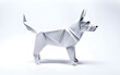 Hund Haustier Kopf in geometrischen Formen, wie 3D Papier in weiß wie Origami Falttechnik Symbol Wappentier Logo Vorlage Tiere	