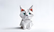 Katze Kätzchen Baby niedlich Kater, Haustier in geometrischen Formen, wie 3D Papier in weiß wie Origami Falttechnik Symbol Wappentier Logo Vorlage Tiere	