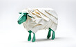Schaf Wolle weich niedlich Bauernhof in geometrischen Formen, wie 3D Papier in weiß wie Origami Falttechnik Reittier Symbol Logo Vorlage Nutztiere Vieh Tiere