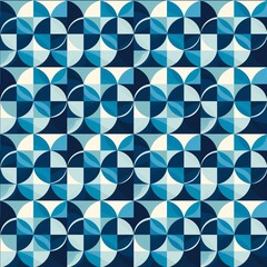 Wall Mural - Abstract blue geometric seamless pattern.