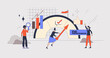 © VectorMine - Employee performance management for effective work retro tiny person concept. Productive strategy for staff motivation and get best results vector illustration. Efficiency measurement and improvement