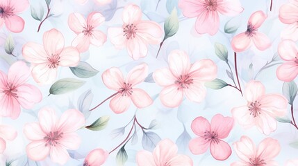 Watercolor pastel floral seamless pattern. Hand drawn botanical watercolor flowers background.